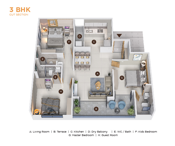 3 BHK Floor Plan